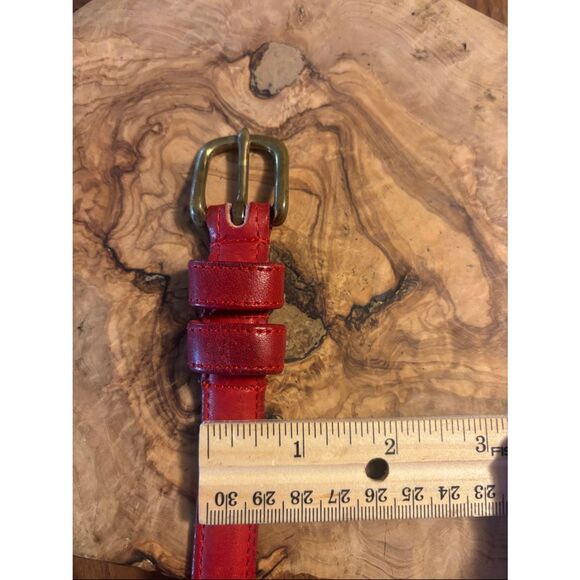 Vintage Coach Red Leather Belt with Brass Buckle